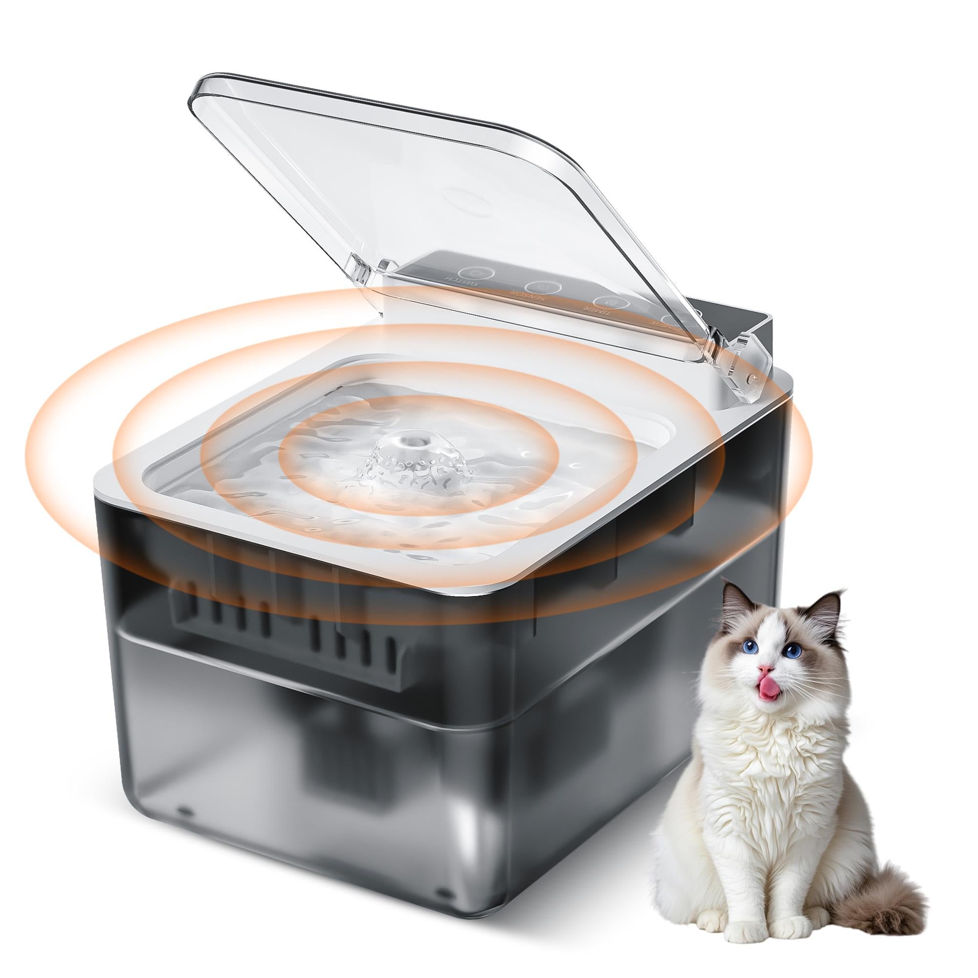 Hydra wireless stainless steel cat fountain — hero shot